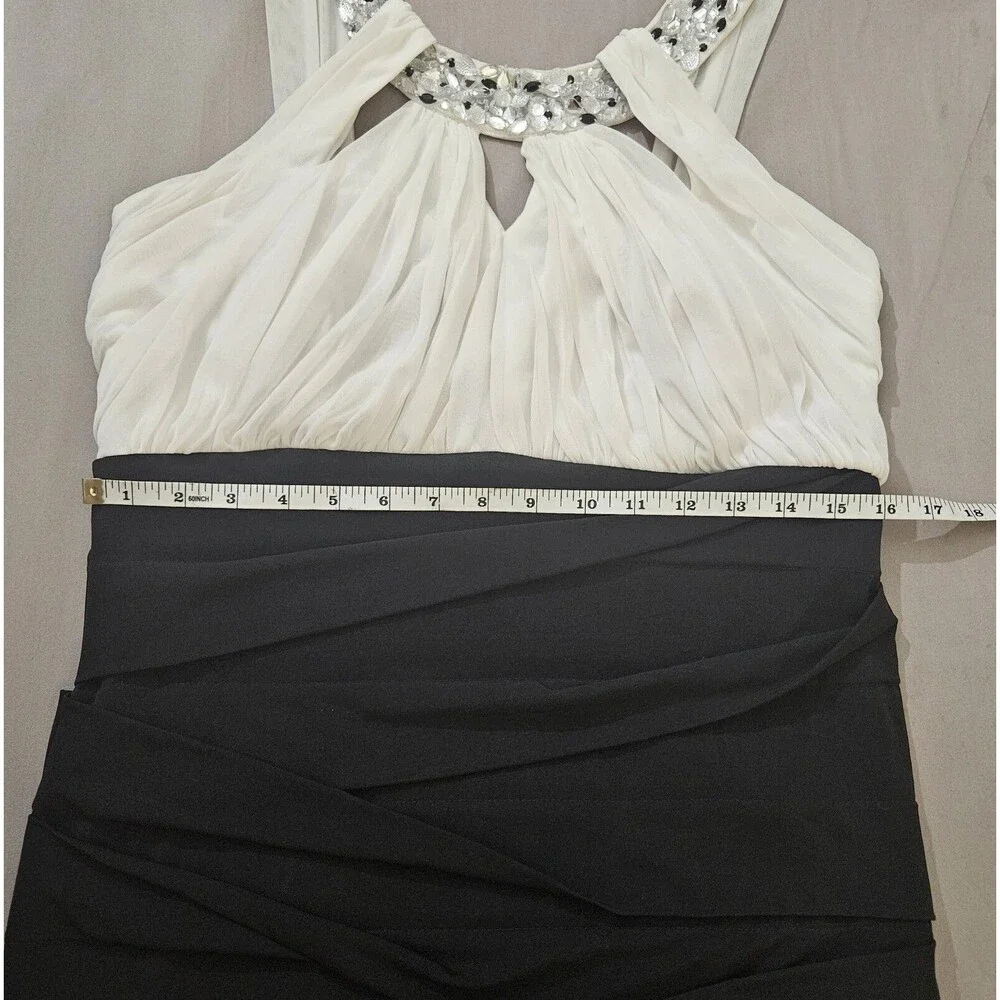 City Studio Women XL Black White Colorblock Haltered Tiered Cocktail Party Dress